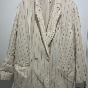 H&M Cream Striped Blazer